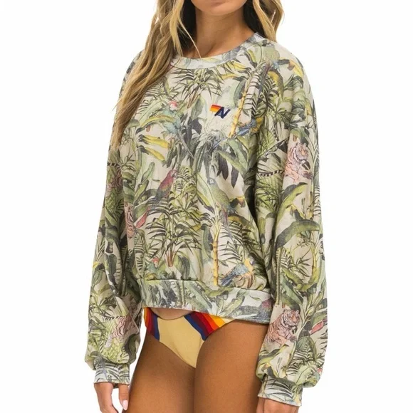 Aviator Nation Jungle Relaxed Crew sweatshirt - sand sz medium - Picture 3 of 10